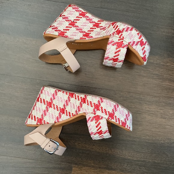 NWOT Ron White Italian Made Platform Wedge White Red Tweed Sandals Size 40 - Picture 4 of 14